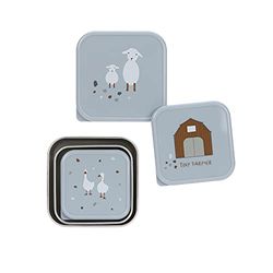 LÄSSIG Snackbox 3-delige set roestvrij staal 3 stuks Tiny Farmer blue
