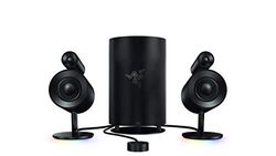 Razer Nommo Pro - Enceintes de jeu 2,1 système audio THX Dolby Virtual Surround Sound (boîtier de contrôle éclairé LED, caisson de basses orienté vers le bas, alimenté Chroma) Noir