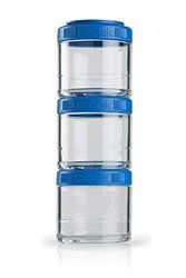 BlenderBottle GoStak 3 Pak, Contenedor de suplementos alimenticios, cyan, Pak de (3x 100ml)