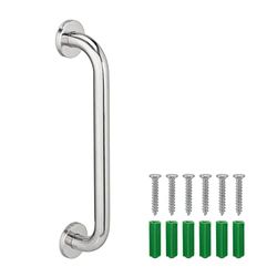 Relaxdays Grab Handle, Stainless Steel, Shower & Bath, Max. Load 200 kg, Support for The Elderly, Disability Aid, Silver, 6 x 40 x 8 cm