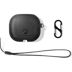 Twelve South AirSnap Gen 3 | Housse de Protection en Cuir avec Clip de prévention des pertes et Sangle de Transport en Option pour AirPods Gen 3, Noir