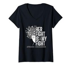 Mujer mes de conciencia de afasia, guerrero de afasia. Camiseta Cuello V