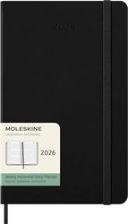Moleskine Weekly Planner, Agenda Settimanale Orizzontale 2026 12 Mesi, Con Copertina Rigida e Chiusura Elastica, Formato Large 13 x 21 cm Colore Nero