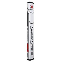 Super Stroke Grip-White/Red/Grey, SuperStroke Traxion Flatso 2.0-Impugnatura per Putter da Golf, Colore Unisex-Adulto, Bianco/Grigio/Rosso, 2