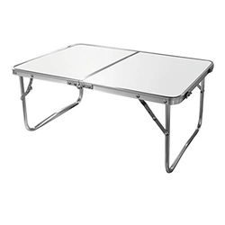 AKTIVE Strandtafel, inklapbaar, strandtafel, 60 x 40 x 25 cm, crèmekleurig, metalen frame, houten plaat, kleine campingtafel, veiligheidssluiting (52812)