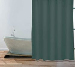MSV Tenda da doccia antimuffa, antibatterica, lavabile, impermeabile, poliestere, 180 x 200 cm, verde scuro
