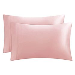 Juicy Couture Satin Pillowcase for Hair and Skin, Pink Queen Size Pillowcase Set of 2 - Silky Satin Cooling Pillow Covers with Envelope Closure
