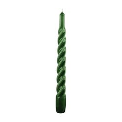 Candele laccate tortiglione Ø 2,2 cm h. 21 cm - 3 pezzi - Verde scuro