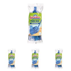 Spontex Fiocco Poder Azul, Fiocco a Frange in Tessuto non Tessuto, lavabile in lavatrice, su tutti i tipi di pavimenti (Confezione da 4)