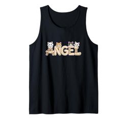 Angel Cat Trees - Personalized Cute Name Word Art Tank Top