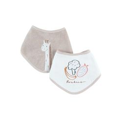 Noukie's - Set van 2 bandana slabbetjes - Giraf Tiga - Tot 3 maanden