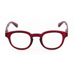 Contacta, Hipstyle Bebop Gafas de Lectura para Hombre y Mujer, Gafas Clásicas y Coloridas, Montura con Varillas Flex, Color Rojo, Dioptrías +2,00, Paquete con Bolsa Portagafas, 27 g