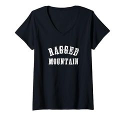 Donna Ragged Mountain Rustico Artigianale Grungy Sciatore Sci Sci Maglietta con Collo a V