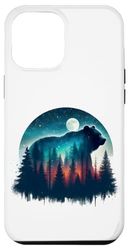 Carcasa para iPhone 14 Plus Doble Exposición Oso Madera Bosque Montañas Naturaleza Vida Silvestre