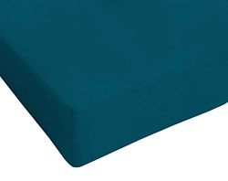 Italian Bed Linen Lençol com ângulos de 25 cm, cor máxima, algodão, verde petróleo, duplo maxi