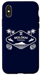 Molokai Polynesia Hawaii Sea Turtle Palm Trees Souvenir Case for iPhone X/XS
