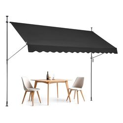 VEVOR Intrekbare vloerluifel, 350 x 120 cm, handmatige luifel met zwengel, in hoogte verstelbaar 218-310 cm, luifel voor balkon, buiten, uv-bestendig, voor terras, balkon, binnenplaats, zwart