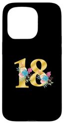 Simpatico monogramma con iniziale, numeri colorati, fiori 18 Custodia per iPhone 15 Pro