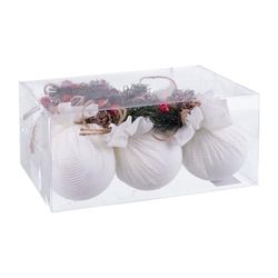 BigBuy Christmas Christmas Balls White Multicolor Corduroy Foam 6 x 6 x 6 cm (6 Units)