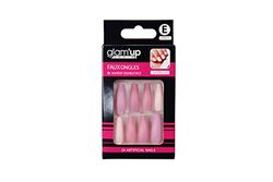Glam’Up Paris - Faux Ongles - Pleine Couverture - Facile à Utiliser - 24 Faux Ongles par Boîte + Adhésifs Double Face - Forme Ballerine XL - Faux Ongles Cercueil - N°212 - Rose Pâle Nuancé Mat