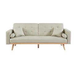 BAÏTA Canapé Droit Kelly 3 Places Convertible en Tissu Beige