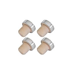 FMprofessional vinflasklås, sektförslutning av plast, flasklås i tidlös design (färg: Beige/silver), mängd: 4 st.