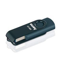 Hama 128 GB USB-stick (90 MB/s gegevensoverdracht, met oog voor bevestiging aan sleutelhanger, USB-stick van metaal, compatibel met Windows/MacBook), petrolblauw