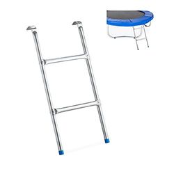 Relaxdays trampoline ladder, eraan hangen, 2 tredes, instap voor tuintrampoline, H x B: 76 x 38 cm, zilver