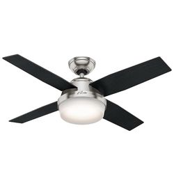 Hunter Dante Plafondventilator, geborsteld chroom, 112 cm, met licht