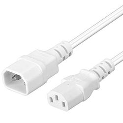 PremiumCord Extension d'alimentation pour PC 230V 1m, Rallonge IEC 320, Prise à Fiche, IEC 320 C13 pour C14, Câble d'alimentation, Couleur Blanche