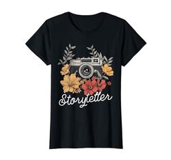 Fotógrafo Storyteller Vintage Cámara Flores Fotografía Camiseta