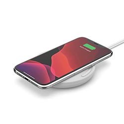 Belkin Boost Charge trådlös laddningsplatta 15 W (Qi-certifierad trådlös laddare för iPhone, AirPods, Samsung, Google och fler, nätadapter medföljer inte) - Vit