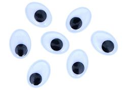 INNSPIRO Ojos móviles negros autoadhesivos ovalados 12x16mm. 50u., ideal para manualidades con niños, decoraciones y actividades creativas