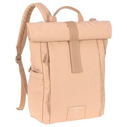 LÄSSIG Wikkelrugzak, luierrugzak met aankleedkussen, kinderwagenopzetstuk, flessenhouder duurzaam geproduceerd/rolltop up backpack perzik roze
