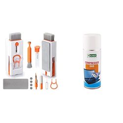 Alyvisun Kit Nettoyage Clavier, 11 en 1 Kit Nettoyage PC Multifonctionnelle, Keyboard Cleaner Nettoyage Clavier avec Brosse & D.RECT Bombe Air Sec 400 ML | Sprays Dépoussiérant Matériel Informatique