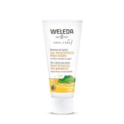 Weleda - Pasta de dentes para crianças, elimina a placa bacteriana e evita a cárie, para os dentes de leite, 100% natural, fórmula à base de calêndula, vegana, sem glúten, sem flúor - 50 ml