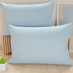 PETTI Artigiani Italiani - Par de Fundas de Almohada 50x80 cm, Pareja de Funda de Cojín Lisas Celeste, 100% Microfibra Hipoalergénica, Made in Italy