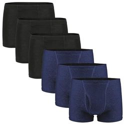 Lot de 6 Boxers pour Incontinence, Caleçons d'Incontinence pour Homme avec Coussinet Absorbant Volume d'Urine de 300 ML Coton Lavable et Réutilisable Noir et Bleu Taille L