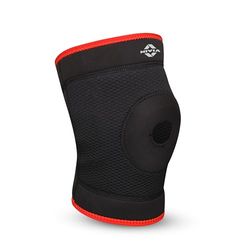 NIVIA Orthopedic Patella Slip-in Knee Support (Black/Red, Size - Medium) | Material - Neoprene | Pain Relief, Gym, Sports, Exercise, Workout, Cycling
