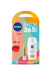 NIVEA SUN Pack 365 Días Protección Solar Facial, NIVEA SUN Fluido Diario Invisible Protector solar facial FPS 50+ (1 x 40 ml) + Liposan Sun Protect FPS 50 (1 x 4,8 g)