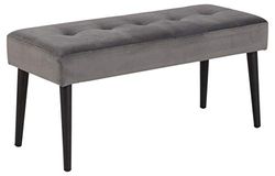 AC Design Furniture Gloria Bank, zitbank met grijze fluwelen bekleding en zwarte metalen poten, gestoffeerde bank in moderne stijl, eetkamermeubels, gangmeubels, L: 95 x H: 45 x B: 38 cm