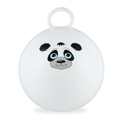 Relaxdays Pallone Rimbalzante, Palla per Saltare, Skippy Ball, Motivo Panda, Ø 45 cm, Indoor&Outdoor, Maniglia, Bianco