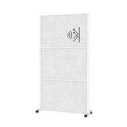 MAUL MAULconnecto Uplight, Separador acústico con Barra de luz LED, 180 x 100 cm, para Oficina y Escritorio, Separador de Habitaciones Independiente con Ruedas, optima como protección Visual y