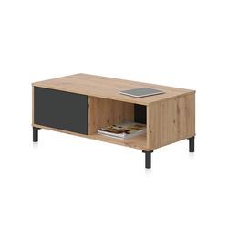 duehome | Mesa de Centro con 2 Huecos, Mesa Auxiliar, Modelo Lea, Acabado en Roble Nodi y Gris Antracita, Medidas: 100 cm (Largo) x 50 cm (Ancho) x 40 cm (Alto)