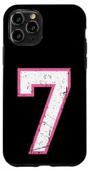 Vintage Number 7 Pink White Sports Team Case for iPhone 11 Pro