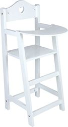 small foot Wysokie krzesełko dla lalek z drewna, wysokiej jakości wysokie krzesło dla lalek, akcesoria dla dzieci od 3 lat, 2857, białe, 27,5 x 22 x 53 cm