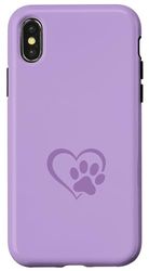 Heart with Dog Paw for Dog Lovers Plum Purple Case for iPhone X/XS