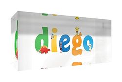 Little Helper Souvenir Décoratif en Acrylique Transparent Poli comme Diamant Style Illustratif Coloré avec le Nom de Jeune Garçon Diego 5 x 15 x 2 cm Petit