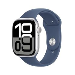 Apple Watch Series 10 GPS + Cellular 46 mm Smartwatch con cassa in alluminio e cinturino Sport Loop Denim - S/M. Fitness tracker, app ECG, display Retina always-on, Carbon Neutral