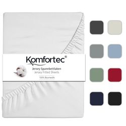 Komfortec Jersey hoeslaken 160x200 cm, 100% katoen, wit